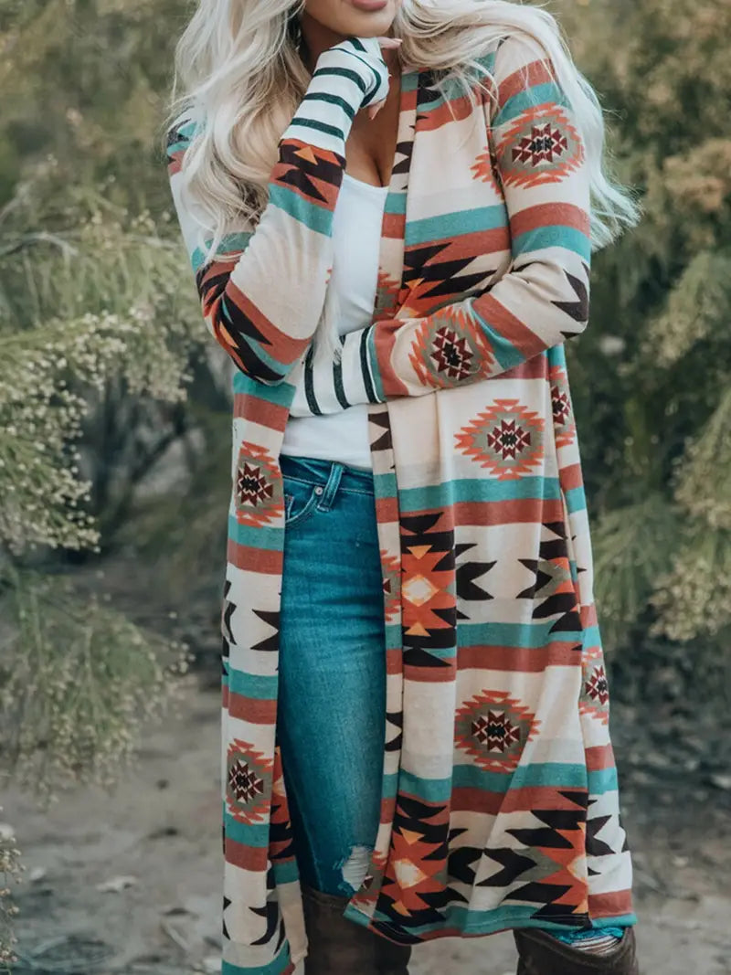Sari | Koselig flerfarget geometrisk cardigan for kvinner