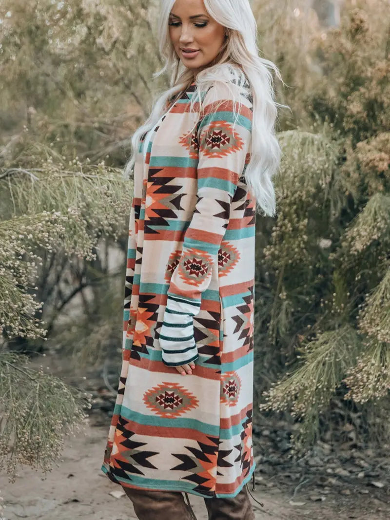 Sari | Koselig flerfarget geometrisk cardigan for kvinner
