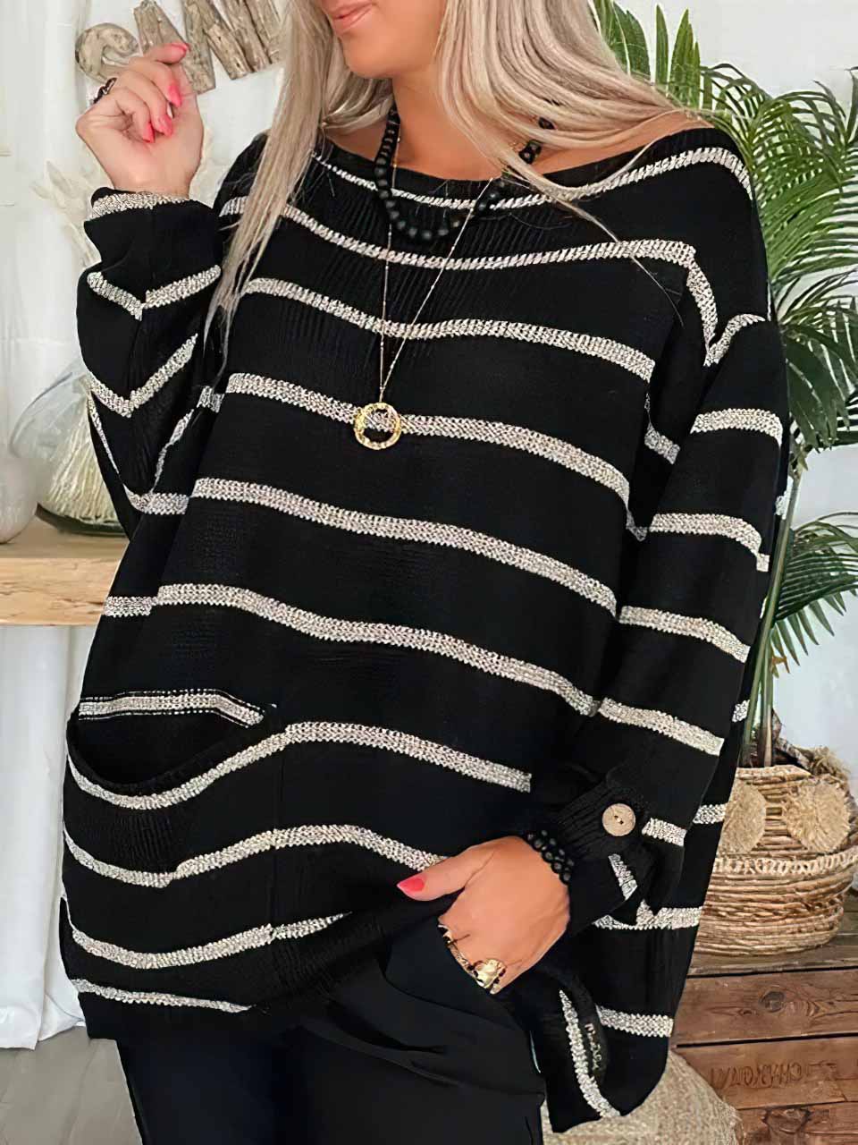 Leonie | Stilig og elegant stripete baggy-genser for kvinner