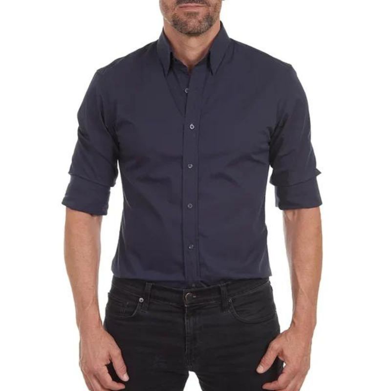 Roben | Elegant rynkefri poloskjorte med knapper for menn